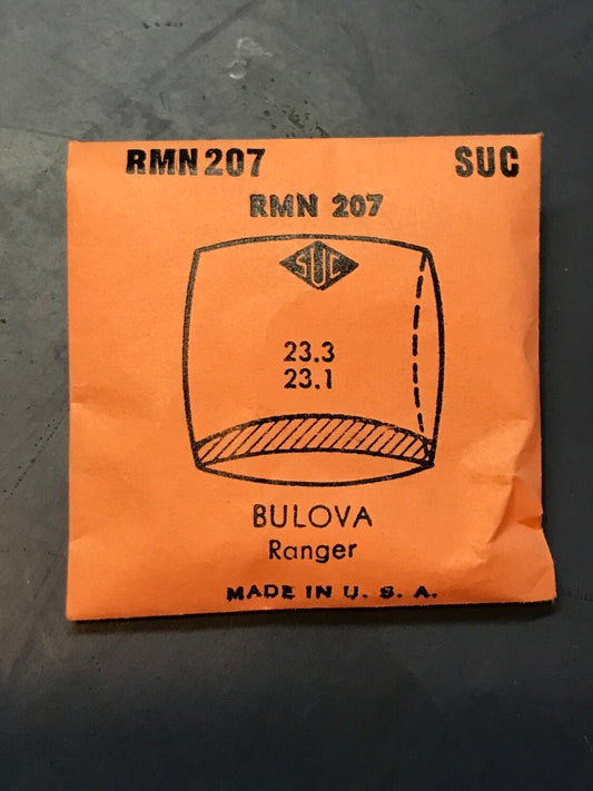 SUC Rocket Crystal RMN 207 for BULOVA Ranger - 23.2 x 23.1mm - New