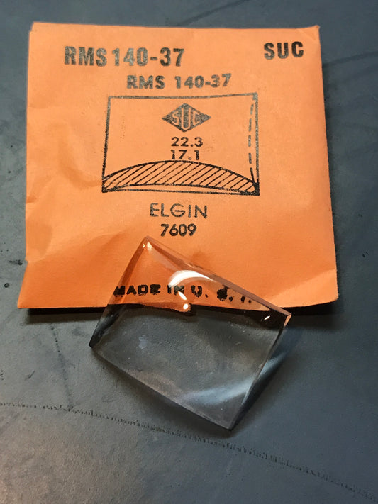 SUC Rocket Crystal RMS 140-37 for ELGIN case #7609 - 22.3 x 17.1mm - New