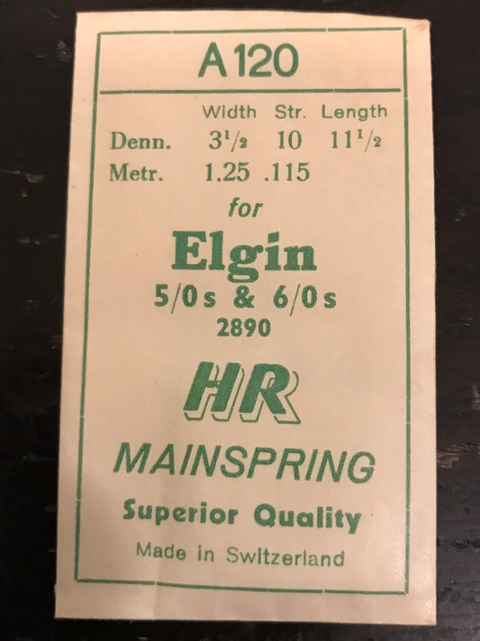 HR Mainspring A120 - Elgin 5/0s & 6/0 Factory No. 2890 - Steel