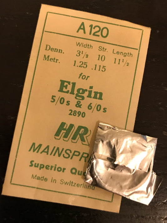 HR Mainspring A120 - Elgin 5/0s & 6/0 Factory No. 2890 - Steel