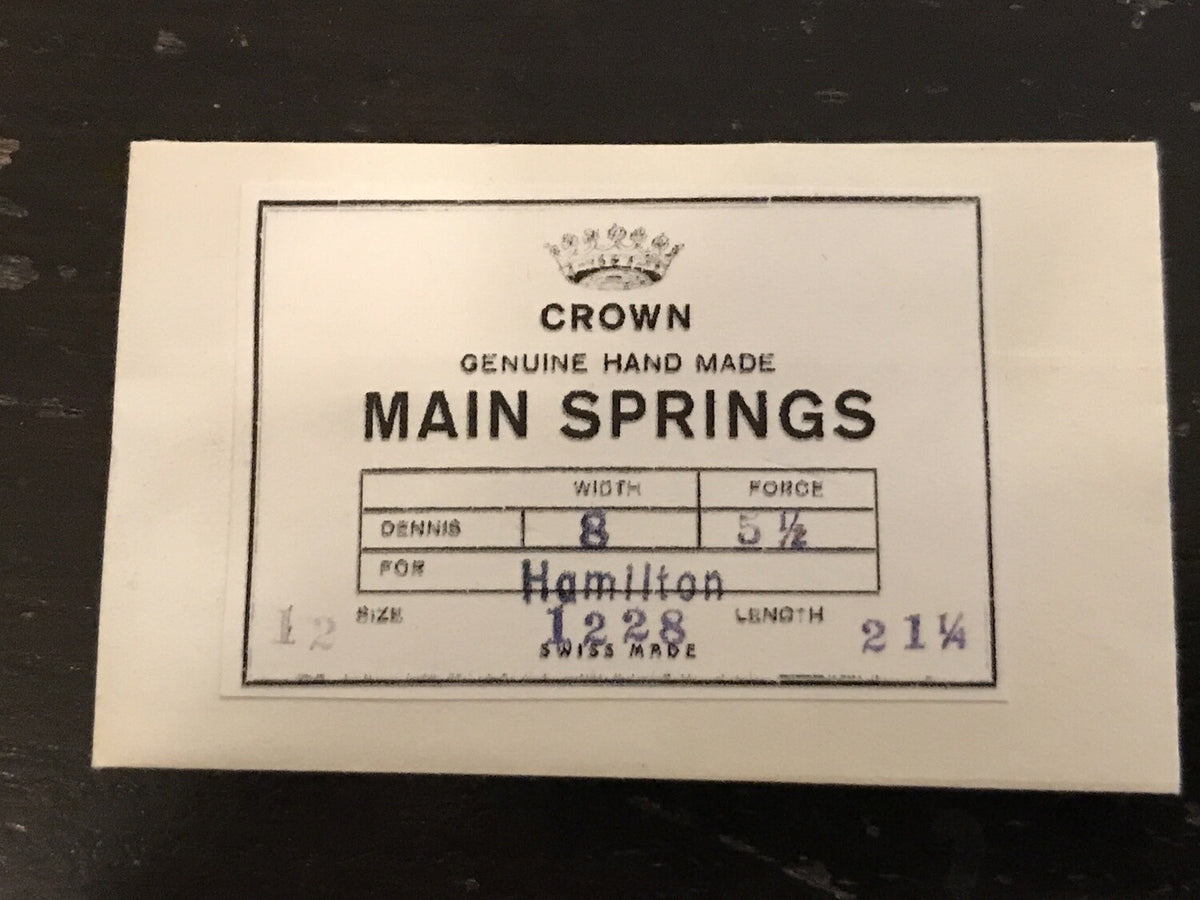 Hamilton 12s CROWN Mainspring #1228 - Steel