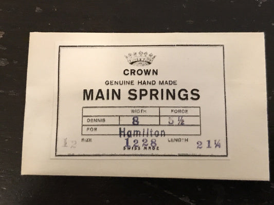 Hamilton 12s CROWN Mainspring #1228 - Steel