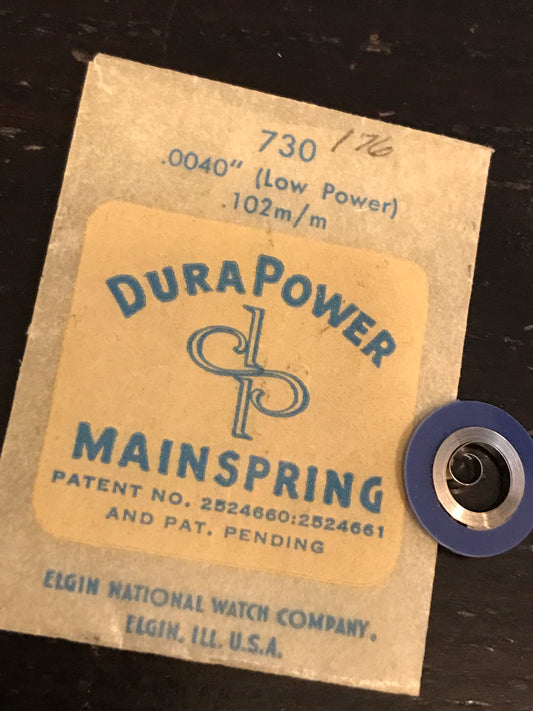 Elgin DuraPower Factory Mainspring for 13/0s grade 730 & similar - Alloy
