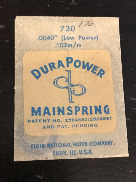 Elgin DuraPower Factory Mainspring for 13/0s grade 730 & similar - Alloy