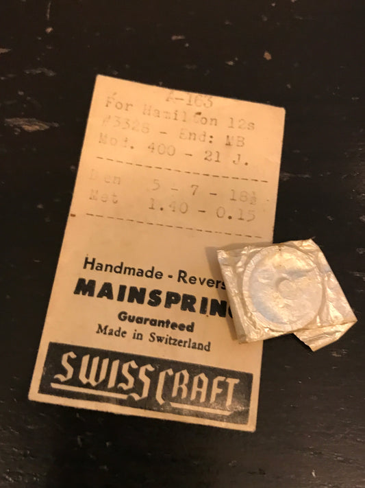Swisscraft Mainspring A-163 for Hamilton 12s #3328- Steel