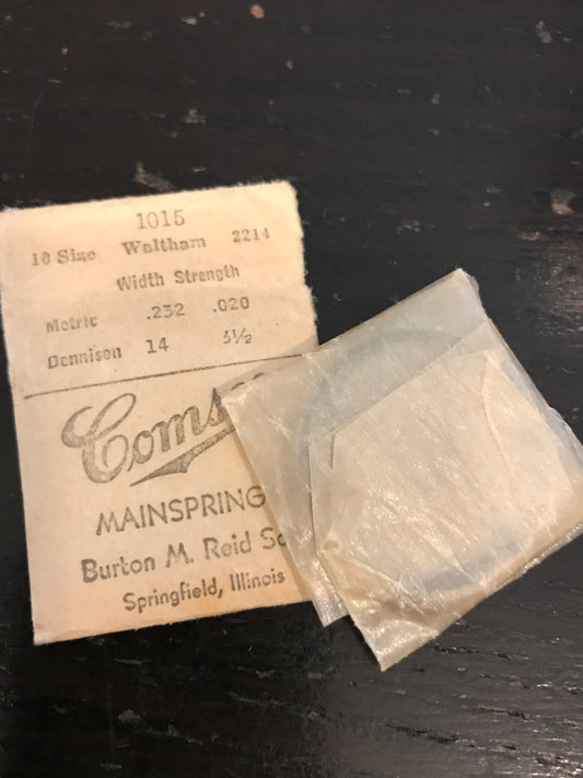 Comsco Mainspring #1015 for 10s Waltham Model 1874 Factory No. 2214 - Steel