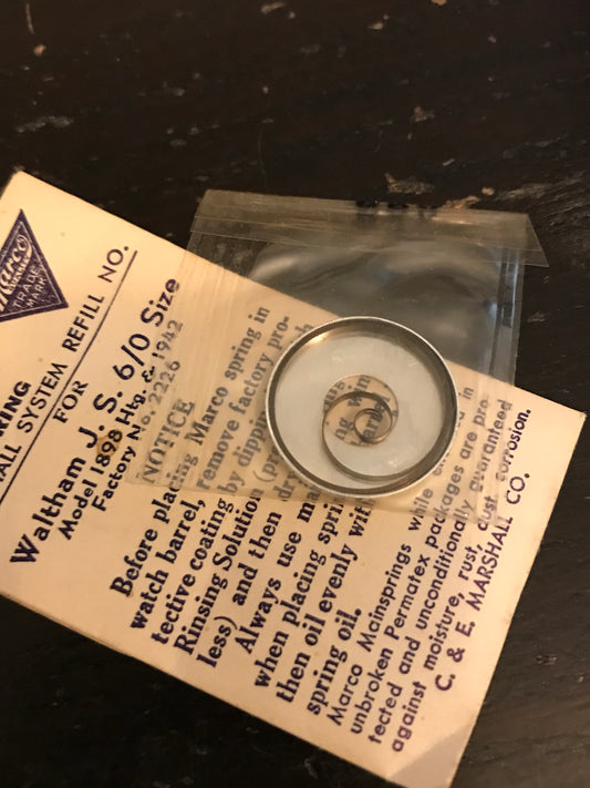 Marco Mainspring #280 for Waltham 6/0s Jewel & 1942 Series No. 2226 - Steel
