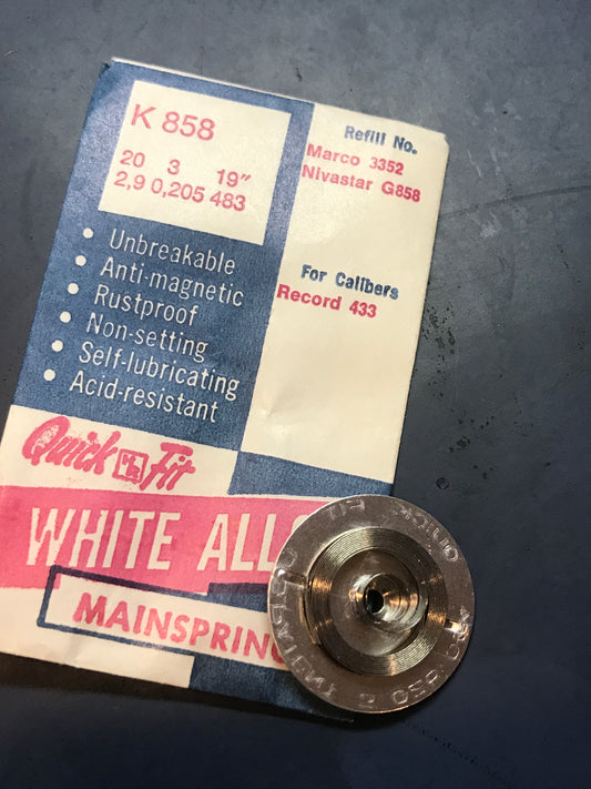 HR Quick Fit Mainspring K858 for Record 433 19 ligne Movements - Alloy