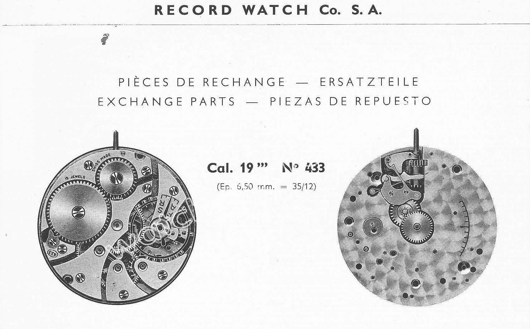 HR Quick Fit Mainspring K858 for Record 433 19 ligne Movements - Alloy