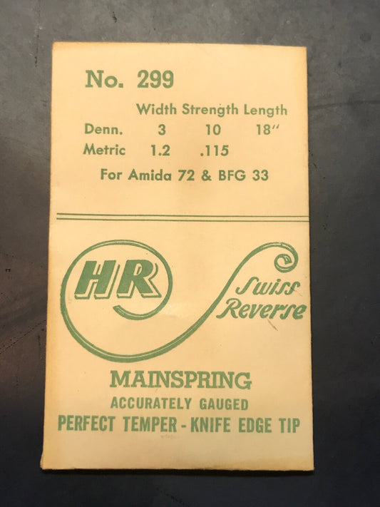 HR Mainspring #299 for Amida 72 & BFG 33 Pin Lever Movement - Steel