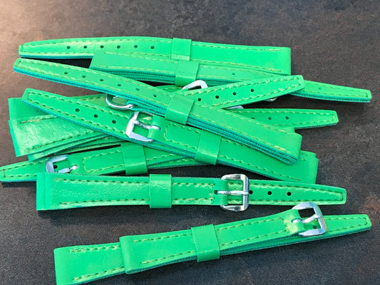 Lot of 10 - 12mm Green Ladies Fabric Watch Straps - New
