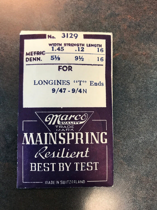 Marco Mainspring No. 3129 for Longines Caliber 9/47 - 9/4N - Steel