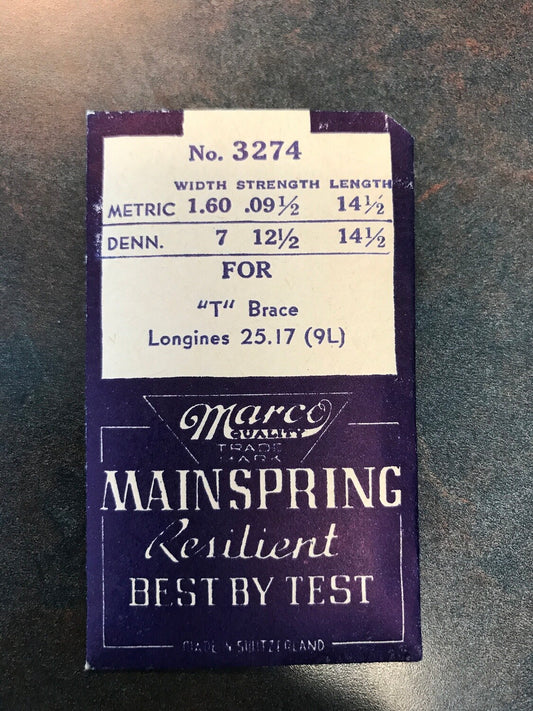 Marco Mainspring #3274 for Longines Caliber 25.17 (9L) - Steel