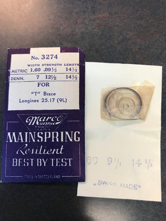 Marco Mainspring #3274 for Longines Caliber 25.17 (9L) - Steel