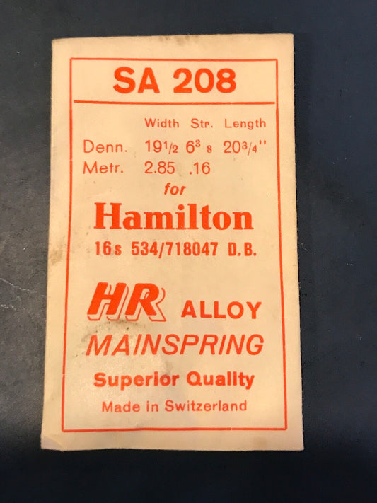 HR Mainspring SA208 for 16s Hamilton Factory No. 534 / 718047 - Alloy
