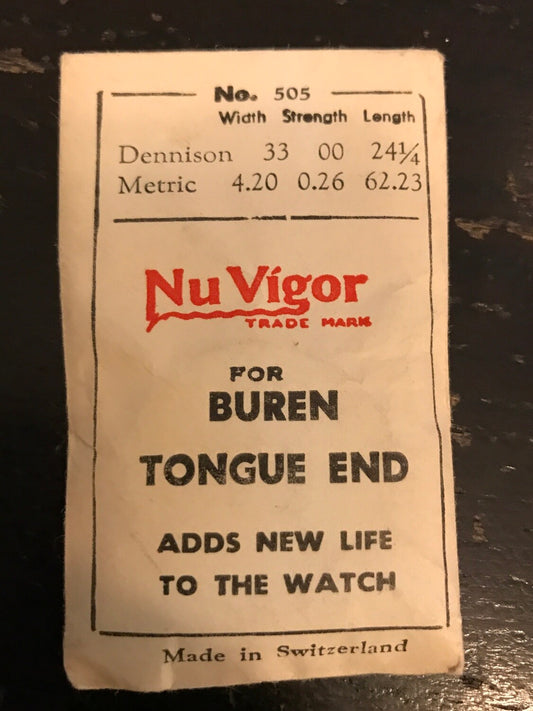 NuVigor Mainspring No. 505 for Buren 8 Day Clock - Steel