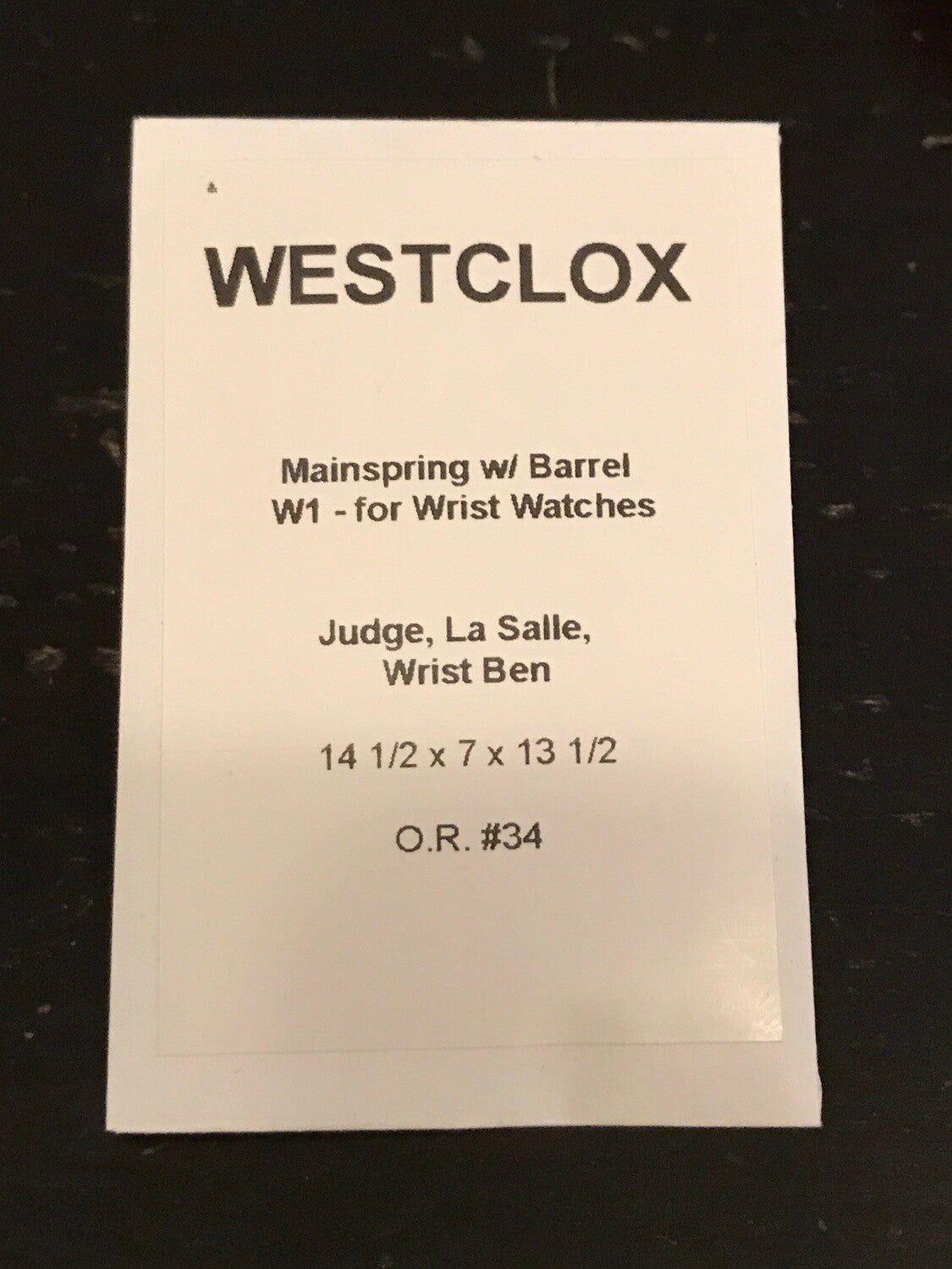 Westclox Wrist Watch Mainspring + Barrel - Wrist Ben, Judge, La Salle