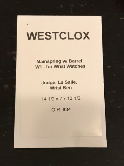 Westclox Wrist Watch Mainspring + Barrel - Wrist Ben, Judge, La Salle