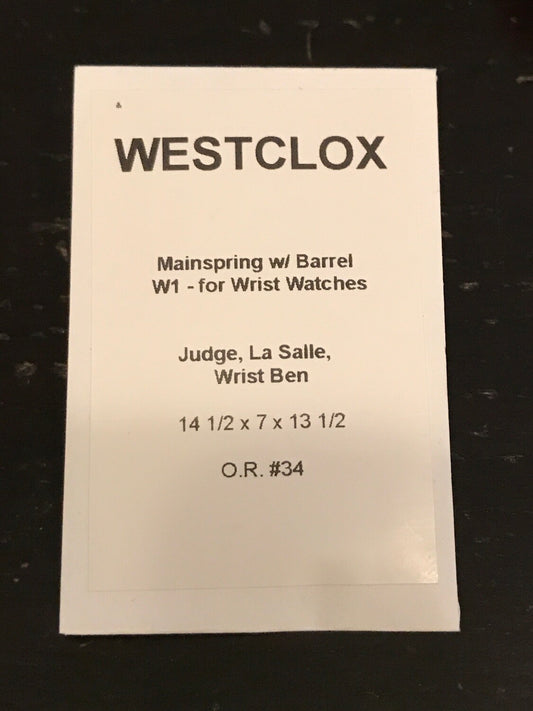 Westclox Wrist Watch Mainspring + Barrel - Wrist Ben, Judge, La Salle