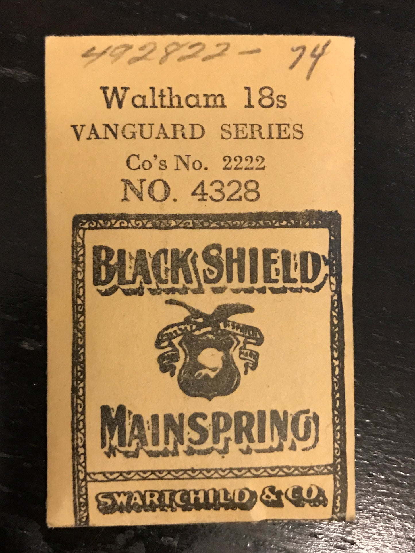 Swartchild Mainspring for 18s Waltham Vanguard Factory No. 2222 - Steel