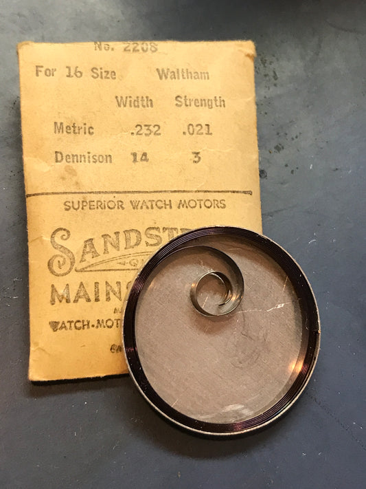Sandsteel Mainspring #2208 for 16s Model 1872 movements - Steel