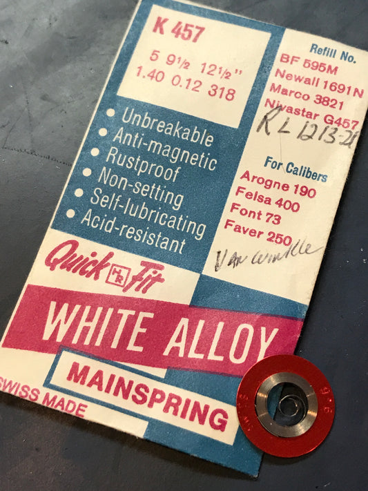HR Quick Fit Mainspring K457 for Arogne 190, Felsa 400, Font 73, Faver 250 - Alloy