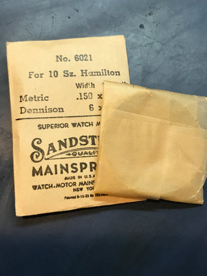 Sandsteel Mainspring for Hamilton 10s  No. 6021 - Steel