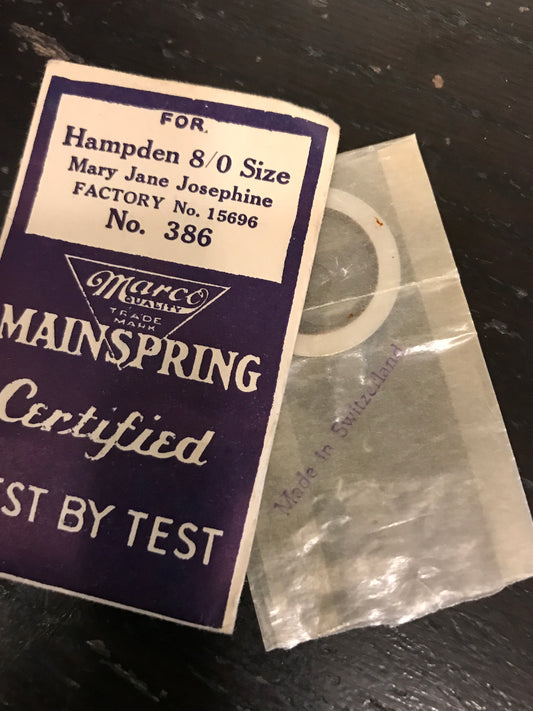 Marco Mainspring #386 for 8/0s Hampden Movements #15696 - Steel