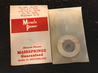 Miracle Power Mainspring for Waltham 12s movements No. 2224 - Steel