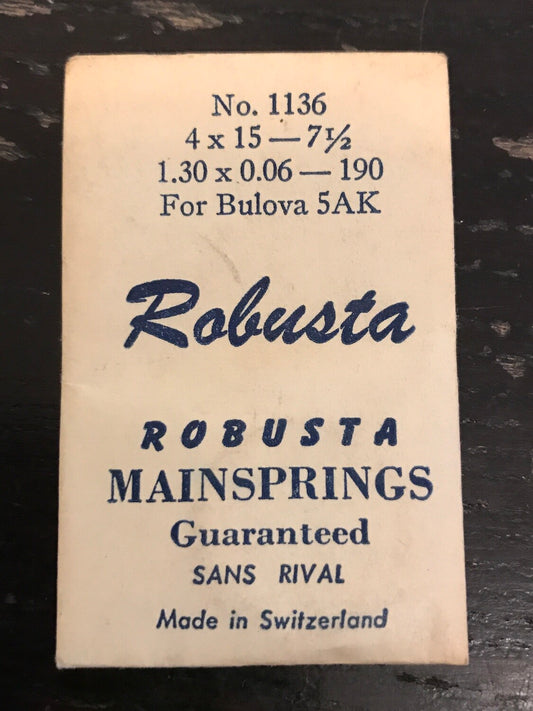 Robusta Mainspring No. 1136 for Bulova 5AK - Steel
