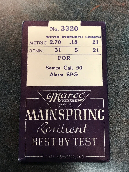 Marco ALARM Mainspring #3320 for Semca caliber 50 Travel Clock - Steel