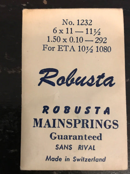 Robusta Mainspring No. 1232 for ETA 10½ ligne caliber 1080 - Steel
