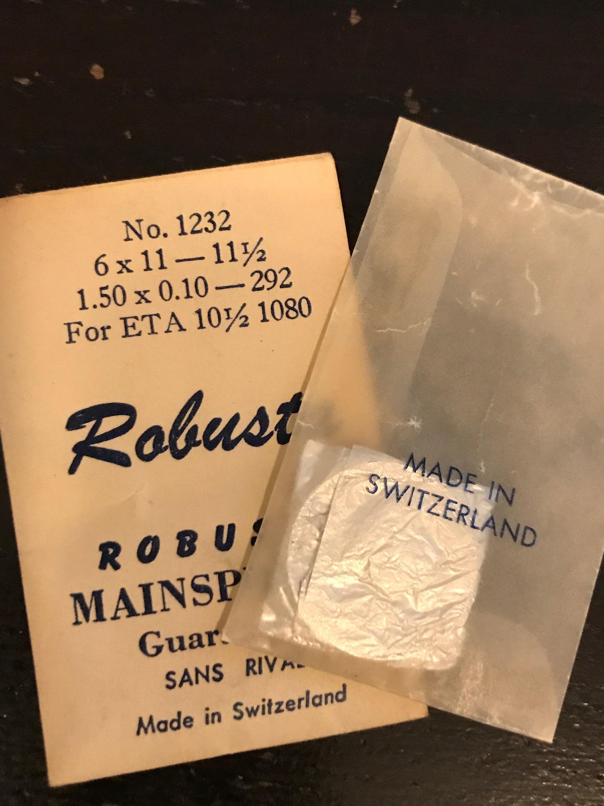 Robusta Mainspring No. 1232 for ETA 10½ ligne caliber 1080 - Steel