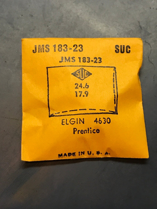 SUC Crystal JMS 183-23 for ELGIN Prentice - 24.6 x 17.9mm - New