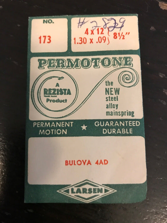 Permotone Unbreakable Mainspring #173 for Bulova 4AD - Alloy