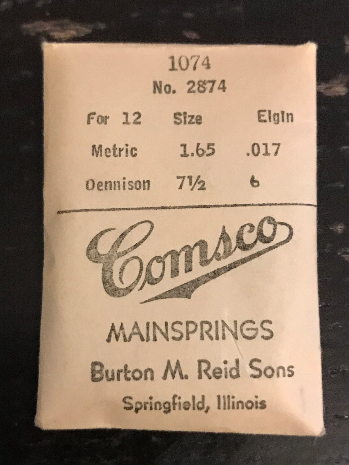 Comsco Mainspring #1074 for Elgin 12s No. 2874 - Steel