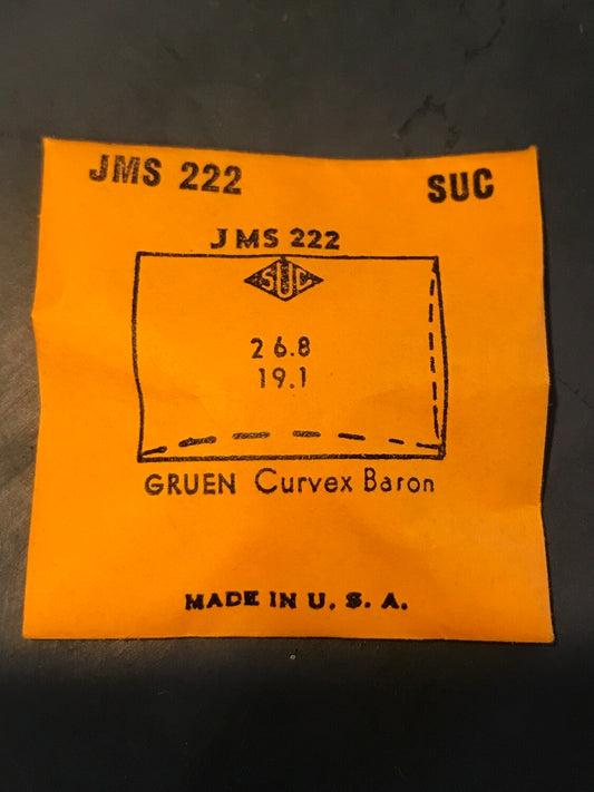 SUC Crystal JMS 222 for GRUEN Curvex Baron - 26.8 x 19.1mm - New