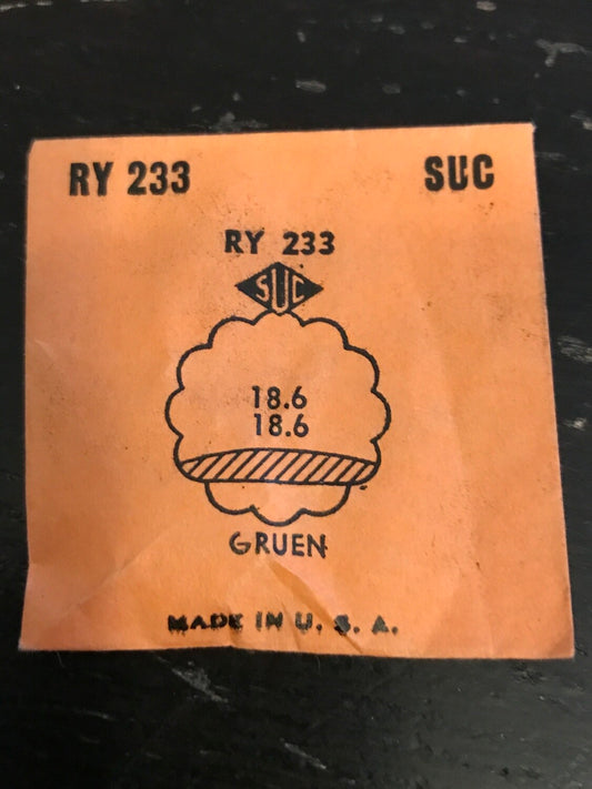 SUC Rocket Crystal RY 233 for GRUEN Pie-Pan case - 18.6 x 18.6mm - New