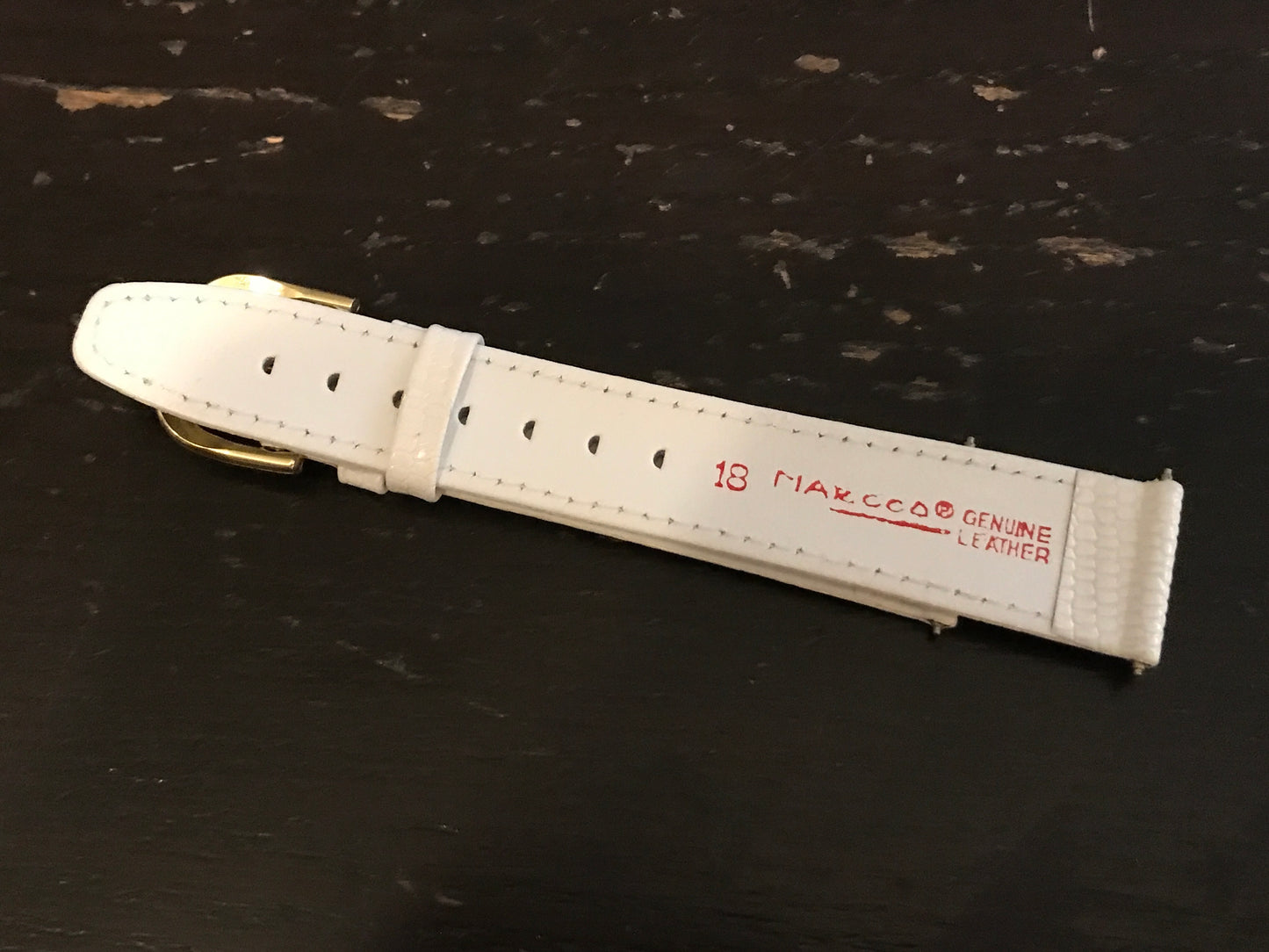 MARCCO 18mm White Lizard Grain Leather Wrist Watch Strap - New in Packaging