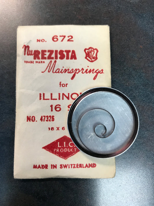 NuREZISTA Mainspring #672 for Illinois 16s Factory No. 47326 - Steel