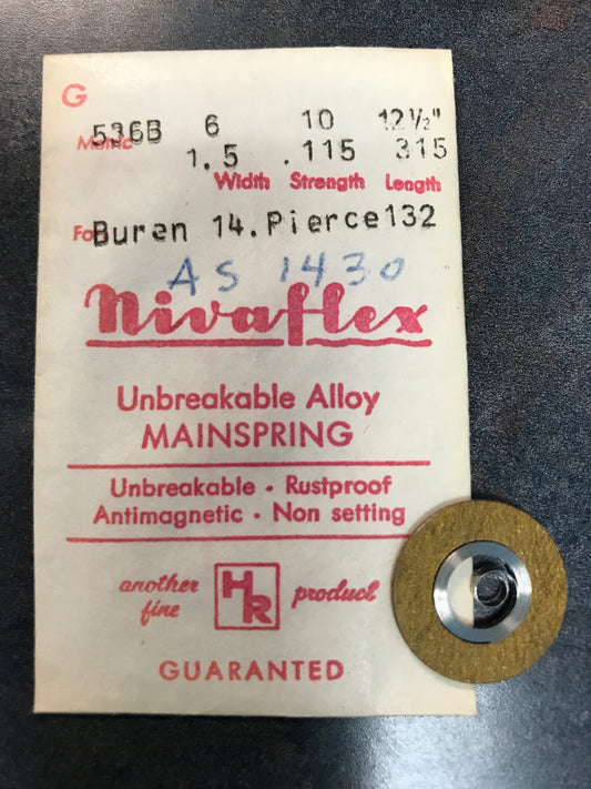 HR Nivaflex Mainspring G536B for Buren 14 & Pierce 132 - Alloy