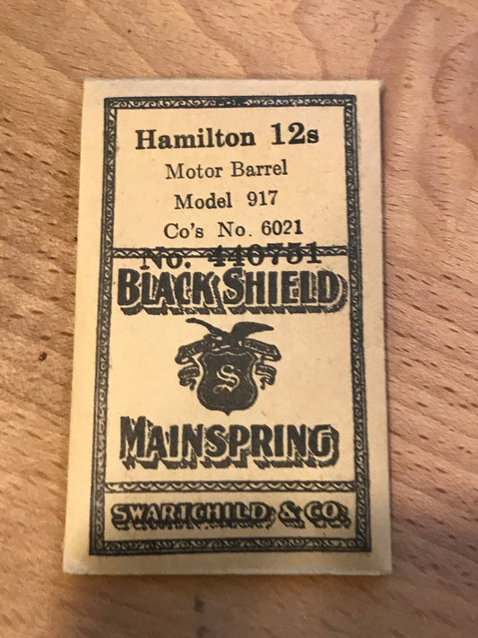 Swartchild Black Shield Mainspring for Hamilton 12s #6021 - Steel