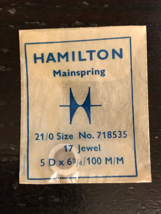 Hamilton Factory Mainspring for 21/0s 17j Hamilton No. 718535