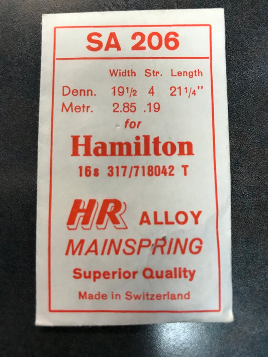 HR Mainspring SA206 for 16s Hamilton Factory No. 317 / 718042 - Alloy
