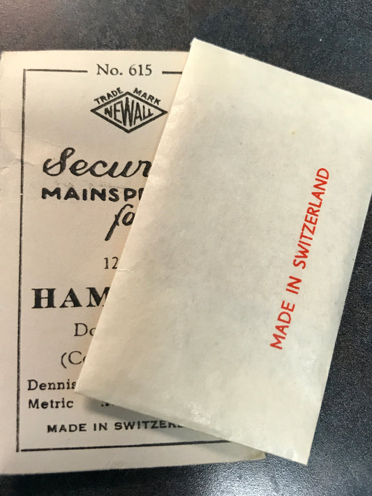 Newall Security Mainspring #615 for Hamilton 12s Factory No. 1228 - Steel