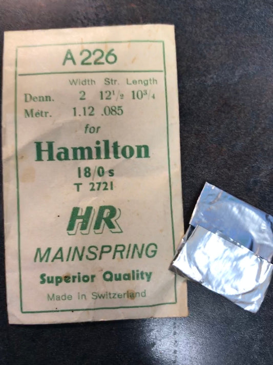 HR Mainspring A226 for Hamilton 18/0s Factory No. 2721 - Steel