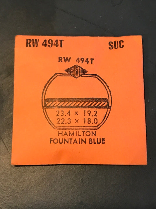 SUC Rocket Crystal RW 494T for HAMILTON Fountain Blue - 23.4 x 19.2mm - New