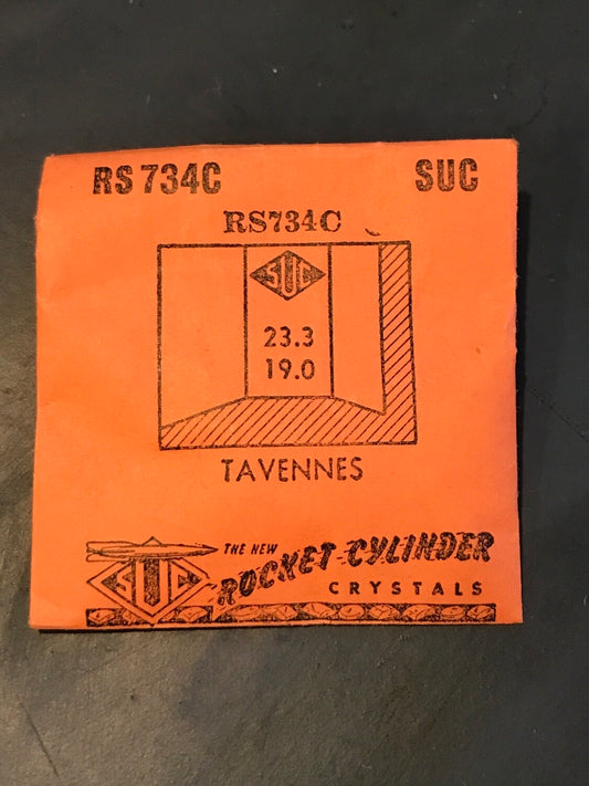 SUC Rocket Faceted Crystal RS 734C  for TAVANNES 23.3 x 19.0mm - New