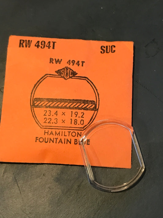 SUC Rocket Crystal RW 494T for HAMILTON Fountain Blue - 23.4 x 19.2mm - New