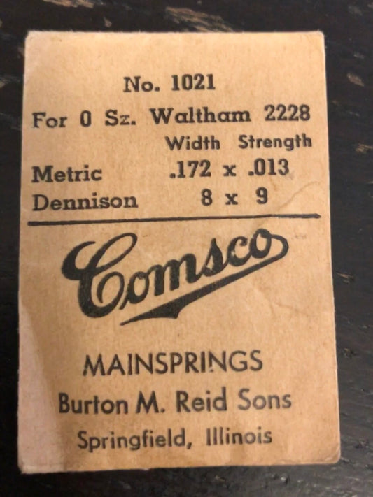 Comsco Mainspring #1021 for Waltham 0s Factory No. 2228 - Steel